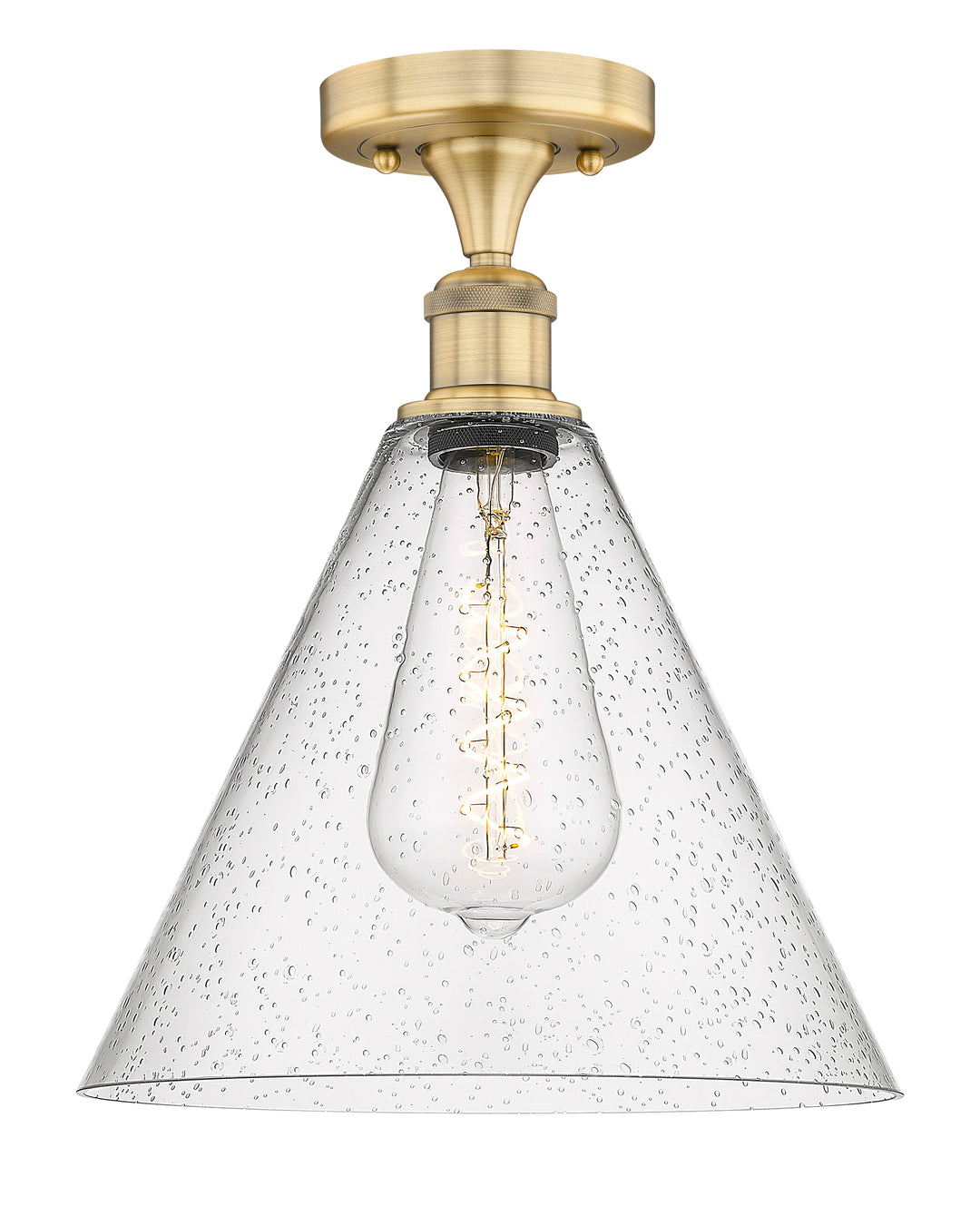 Innovations Lighting Berkshire Glass 12" Semi-Flush Mount - Brushed Brass Ceiling Semi Flush Mounts Innovations Lighting Seedy ; Glass Type: Seeded  