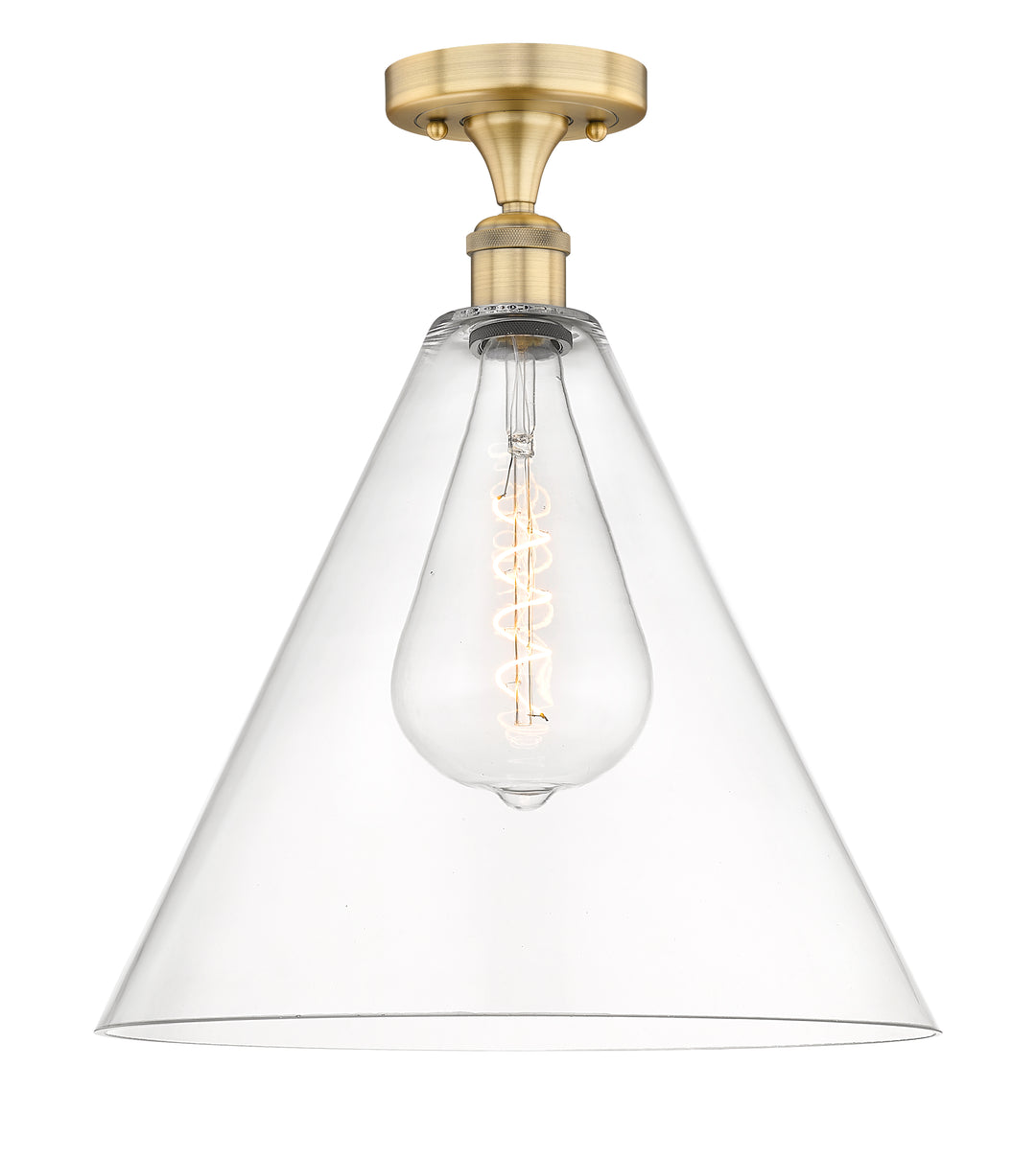 Innovations Lighting Berkshire Glass 16" Semi-Flush Mount - Brushed Brass Ceiling Semi Flush Mounts Innovations Lighting Clear ; Glass Type: Clear  