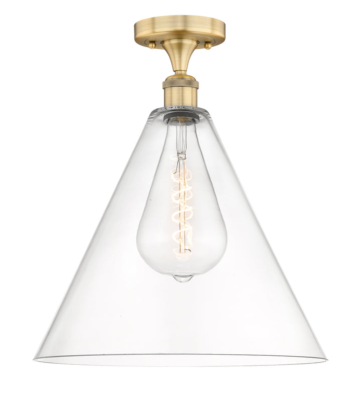 Innovations Lighting Berkshire Glass 16" Semi-Flush Mount - Brushed Brass Ceiling Semi Flush Mounts Innovations Lighting Clear ; Glass Type: Clear  