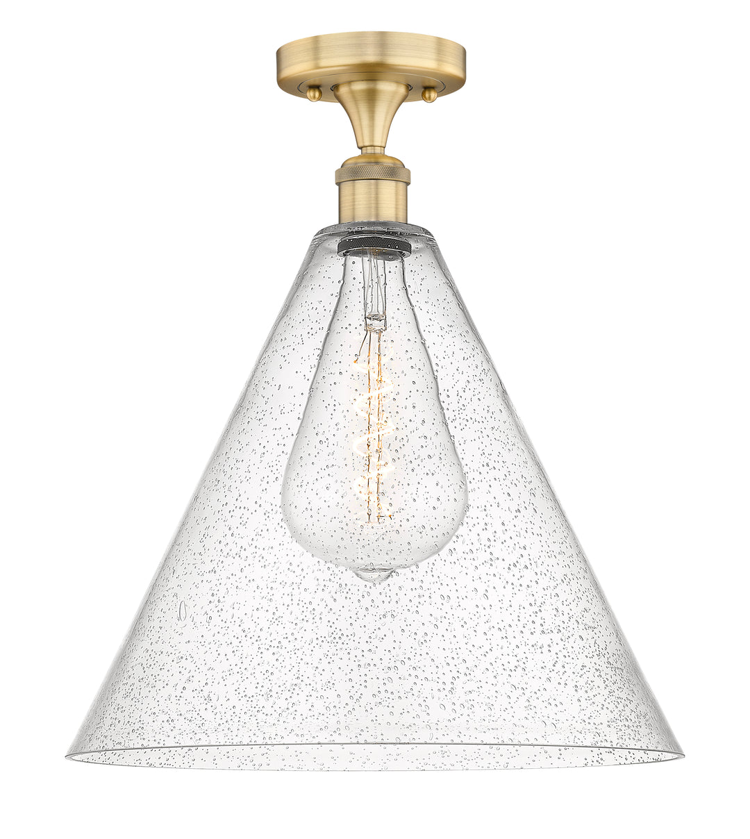 Innovations Lighting Berkshire Glass 16" Semi-Flush Mount - Brushed Brass Ceiling Semi Flush Mounts Innovations Lighting Seedy ; Glass Type: Seeded  