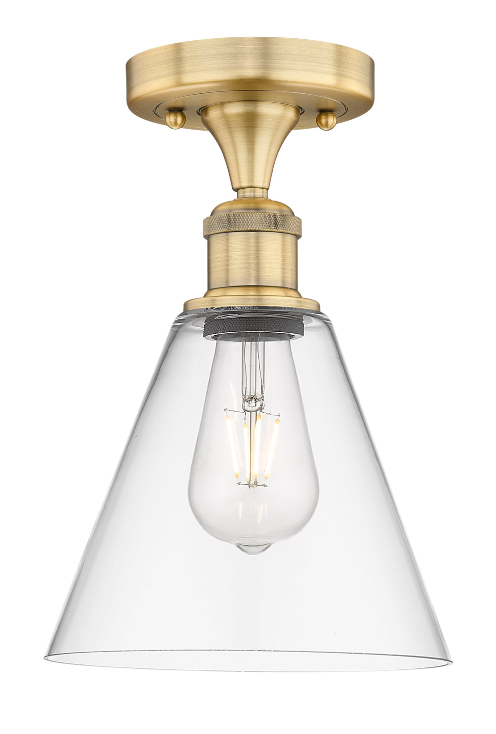 Innovations Lighting Berkshire Glass 8" Semi-Flush Mount - Brushed Brass Ceiling Semi Flush Mounts Innovations Lighting Clear ; Glass Type: Clear  