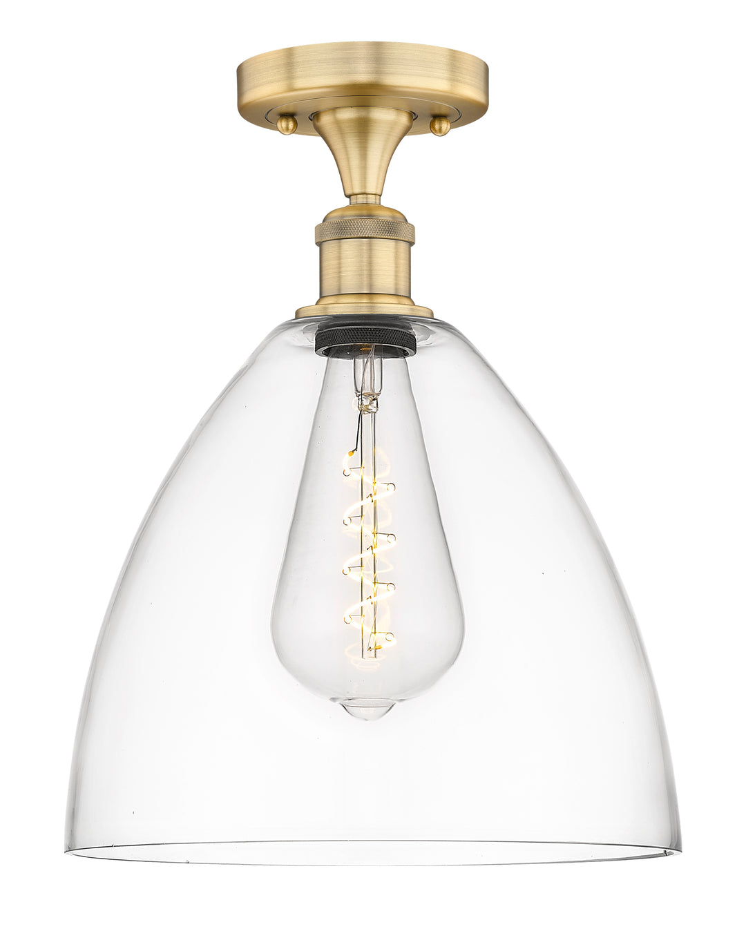 Innovations Lighting Bristol 12" Semi-Flush Mount - Brushed Brass Ceiling Semi Flush Mounts Innovations Lighting Clear ; Glass Type: Clear  