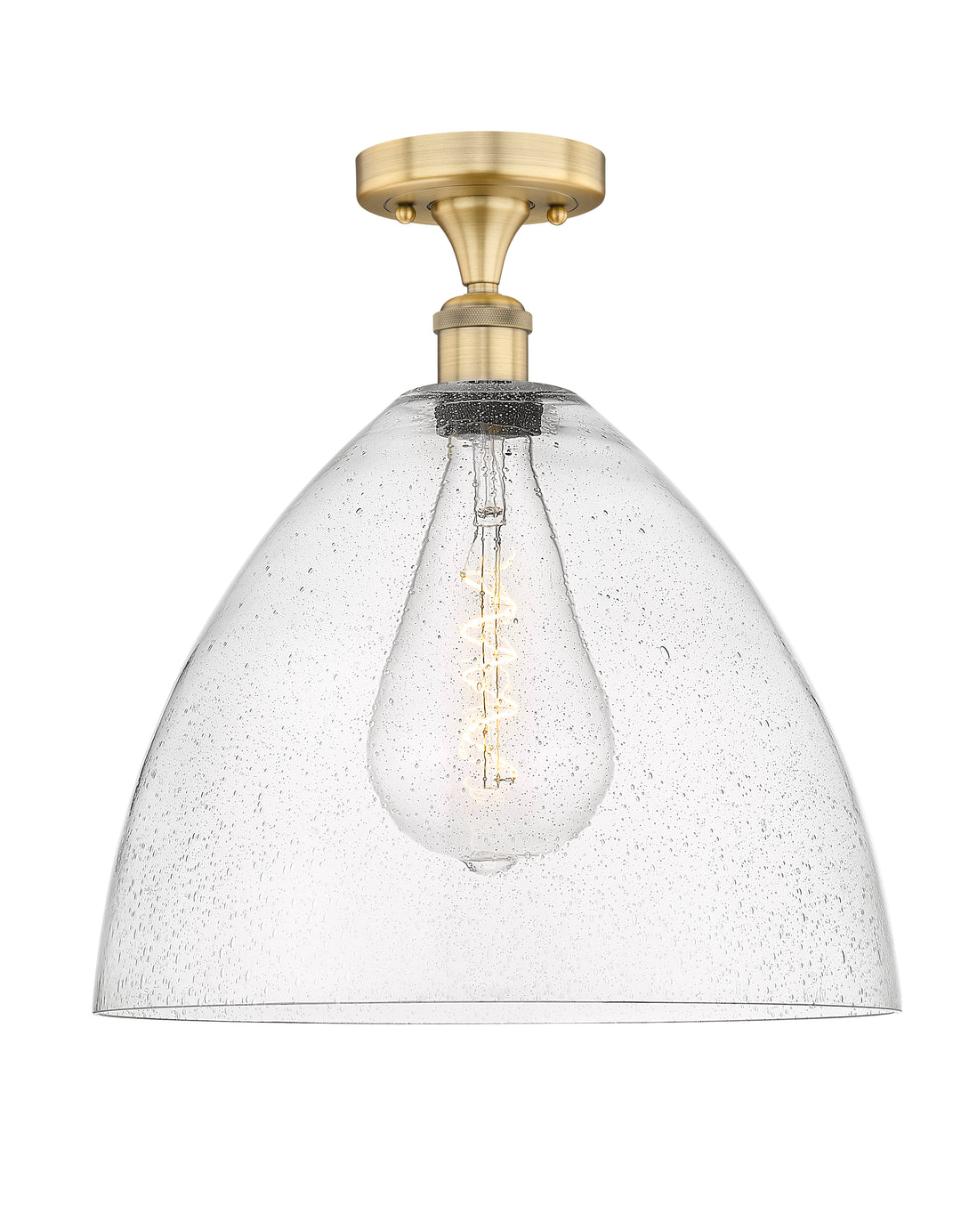 Innovations Lighting Bristol 16" Semi-Flush Mount - Brushed Brass Ceiling Semi Flush Mounts Innovations Lighting Seedy ; Glass Type: Seeded  