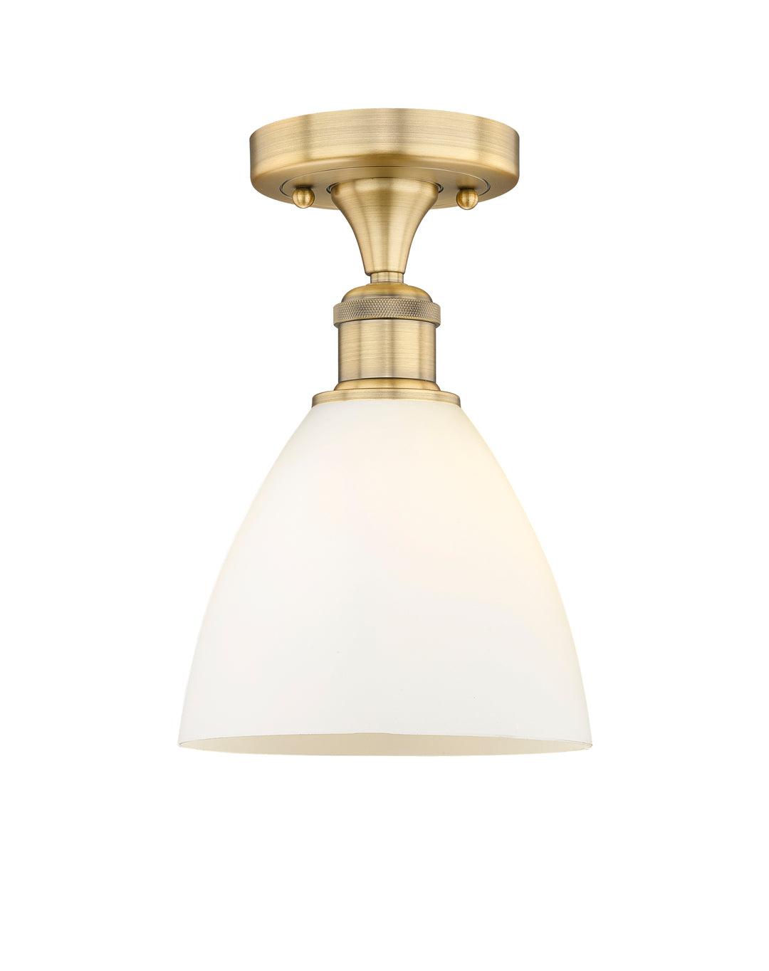 Innovations Lighting Bristol 7.5" Semi-Flush Mount - Brushed Brass Ceiling Semi Flush Mounts Innovations Lighting Matte White ; Glass Type: White  