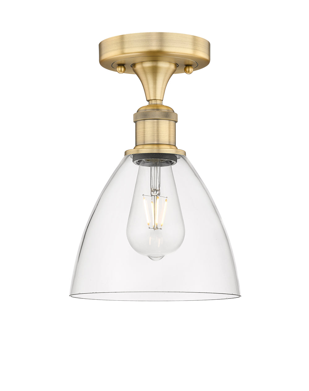 Innovations Lighting Bristol 7.5" Semi-Flush Mount - Brushed Brass Ceiling Semi Flush Mounts Innovations Lighting Clear ; Glass Type: Clear  