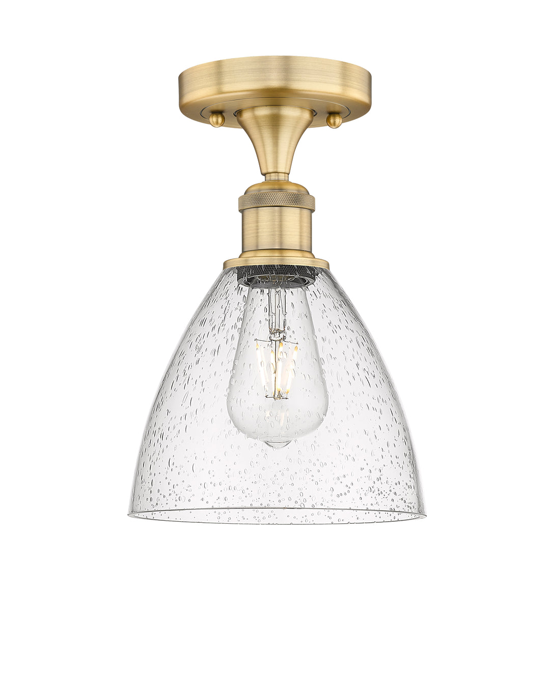 Innovations Lighting Bristol 7.5" Semi-Flush Mount - Brushed Brass Ceiling Semi Flush Mounts Innovations Lighting Seedy ; Glass Type: Seeded  