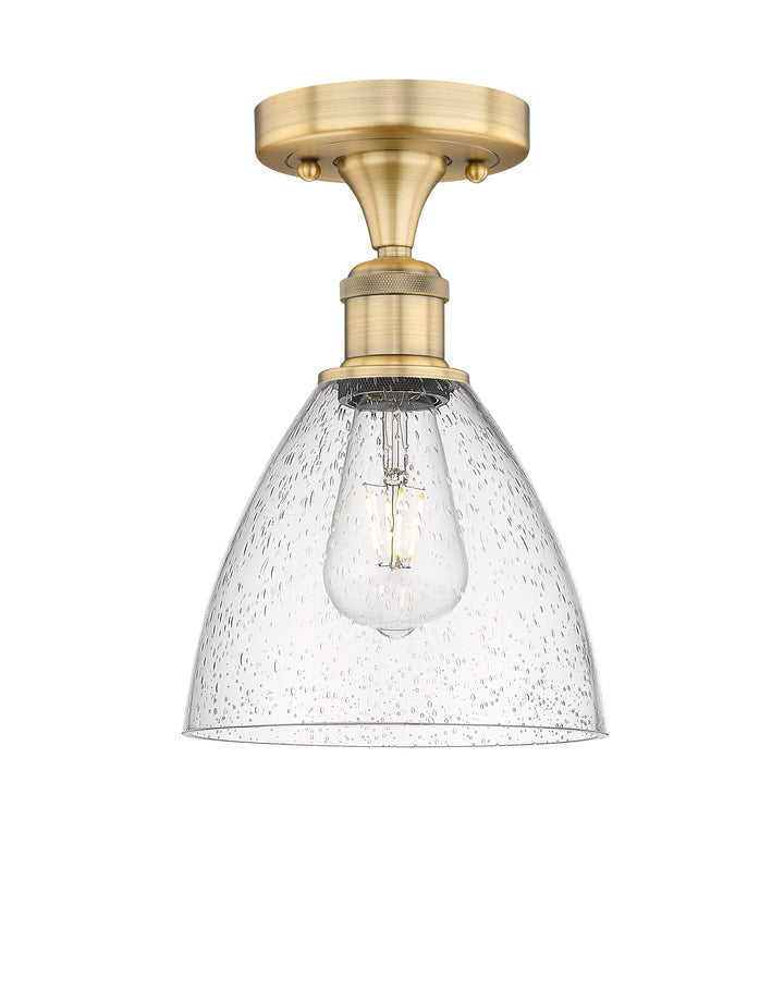 Innovations Lighting Bristol 7.5" Semi-Flush Mount - Brushed Brass Ceiling Semi Flush Mounts Innovations Lighting Seedy ; Glass Type: Seeded  