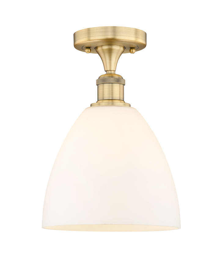 Innovations Lighting Bristol 9" Semi-Flush Mount - Brushed Brass Ceiling Semi Flush Mounts Innovations Lighting Matte White ; Glass Type: White  