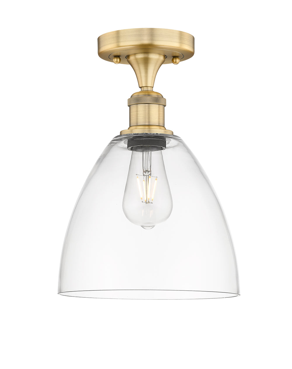 Innovations Lighting Bristol 9" Semi-Flush Mount - Brushed Brass Ceiling Semi Flush Mounts Innovations Lighting Clear ; Glass Type: Clear  