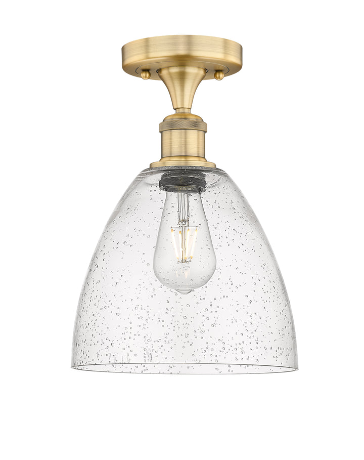 Innovations Lighting Bristol 9" Semi-Flush Mount - Brushed Brass Ceiling Semi Flush Mounts Innovations Lighting Seedy ; Glass Type: Seeded  