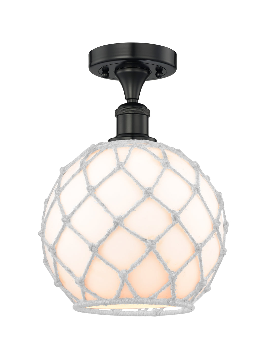 Innovations Lighting Large Farmhouse Rope Semi-Flush Mount - Matte Black