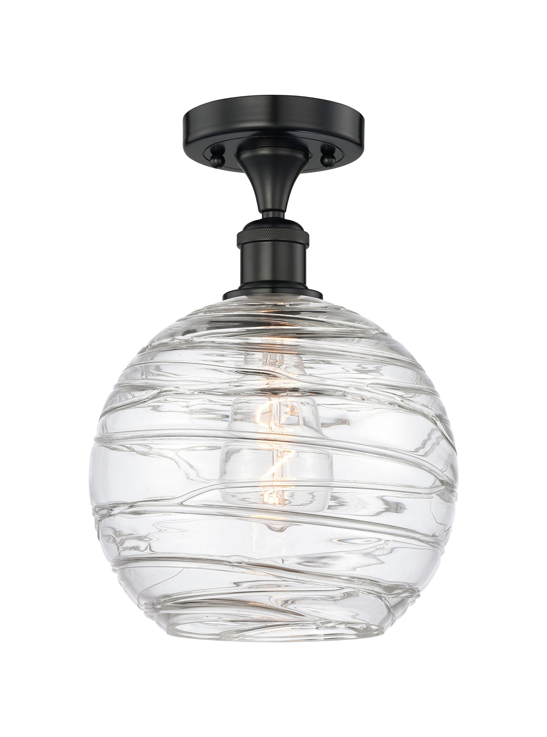 Innovations Lighting Athens Deco Swirl 10" Semi-Flush Mount - Matte Black Ceiling Semi Flush Mounts Innovations Lighting Clear Deco Swirl ; Glass Type: Clear  