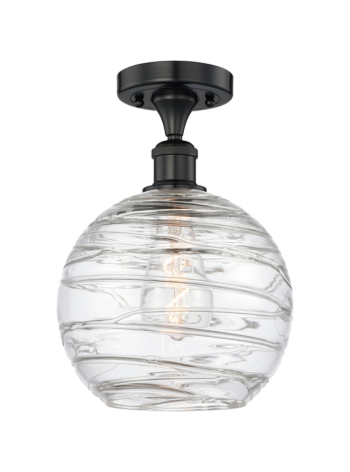 Innovations Lighting Athens Deco Swirl 10" Semi-Flush Mount - Matte Black Ceiling Semi Flush Mounts Innovations Lighting Clear Deco Swirl ; Glass Type: Clear  