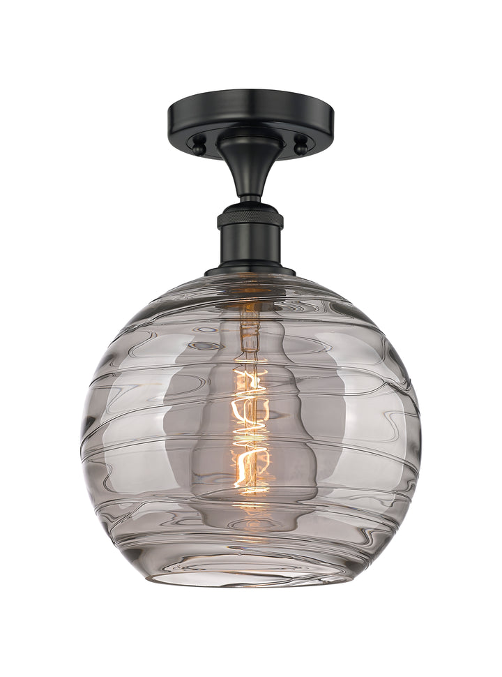 Innovations Lighting Athens Deco Swirl 10" Semi-Flush Mount - Matte Black Ceiling Semi Flush Mounts Innovations Lighting Light Smoke Deco Swirl ; Glass Type: Smoked  