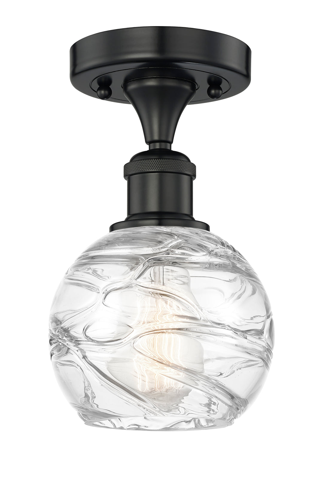 Innovations Lighting Athens Deco Swirl 6" Semi-Flush Mount - Matte Black Ceiling Semi Flush Mounts Innovations Lighting Clear Deco Swirl ; Glass Type: Clear  