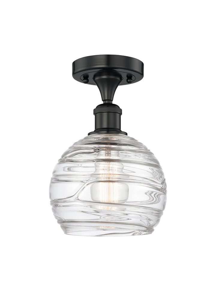 Innovations Lighting Athens Deco Swirl 8" Semi-Flush Mount - Matte Black Ceiling Semi Flush Mounts Innovations Lighting Clear Deco Swirl ; Glass Type: Cleat  