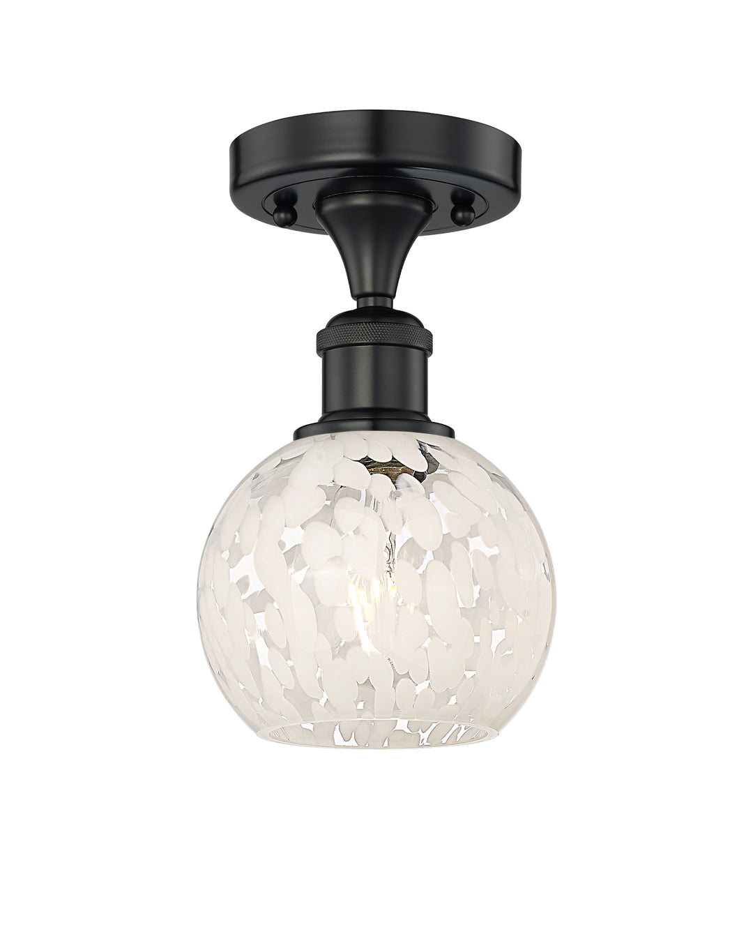 Innovations Lighting White Mouchette 6" Semi-Flush Mount - Matte Black Ceiling Semi Flush Mounts Innovations Lighting White Mouchette ; Glass Type: White  