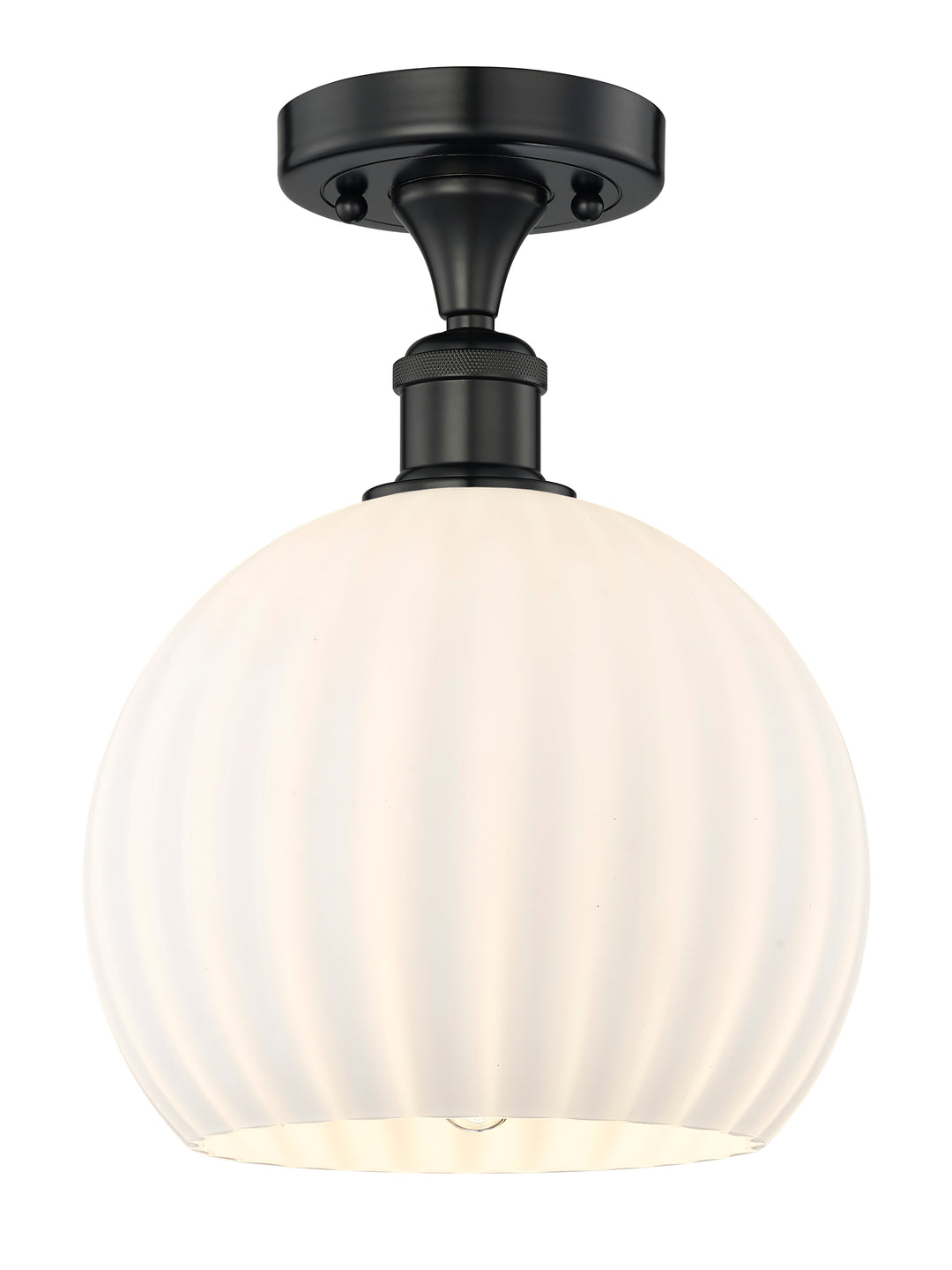 Innovations Lighting White Venetian 10" Semi-Flush Mount - Matte Black