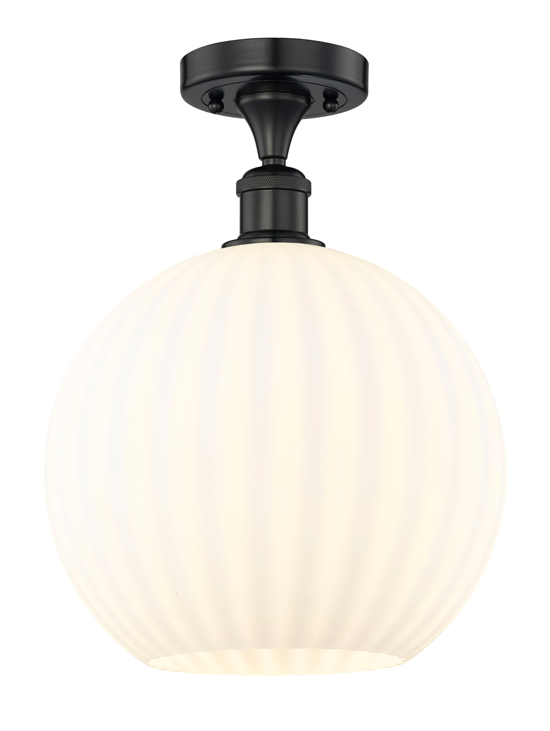 Innovations Lighting White Venetian 12" Semi-Flush Mount - Matte Black Ceiling Semi Flush Mounts Innovations Lighting White Venetian ; Glass Type: White  