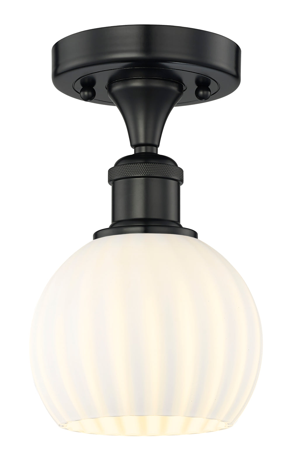 Innovations Lighting White Venetian 6" Semi-Flush Mount - Matte Black Ceiling Semi Flush Mounts Innovations Lighting White Venetian ; Glass Type: White  