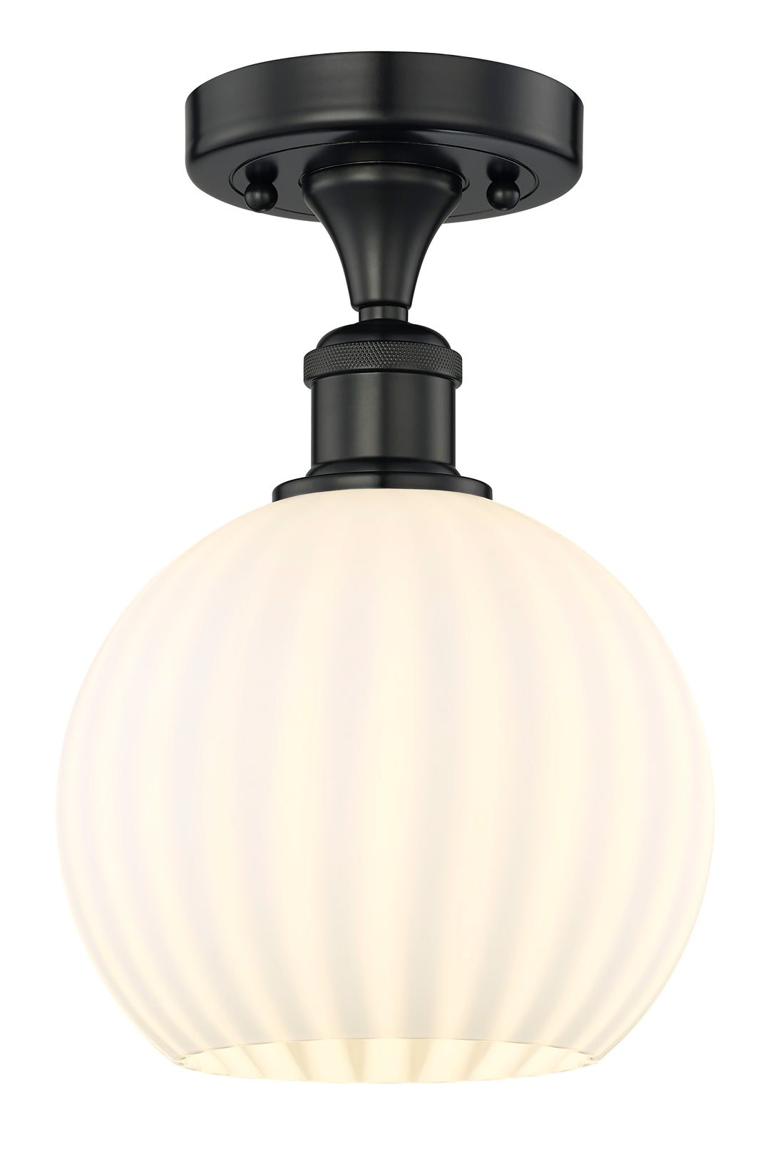 Innovations Lighting White Venetian 8" Semi-Flush Mount - Matte Black