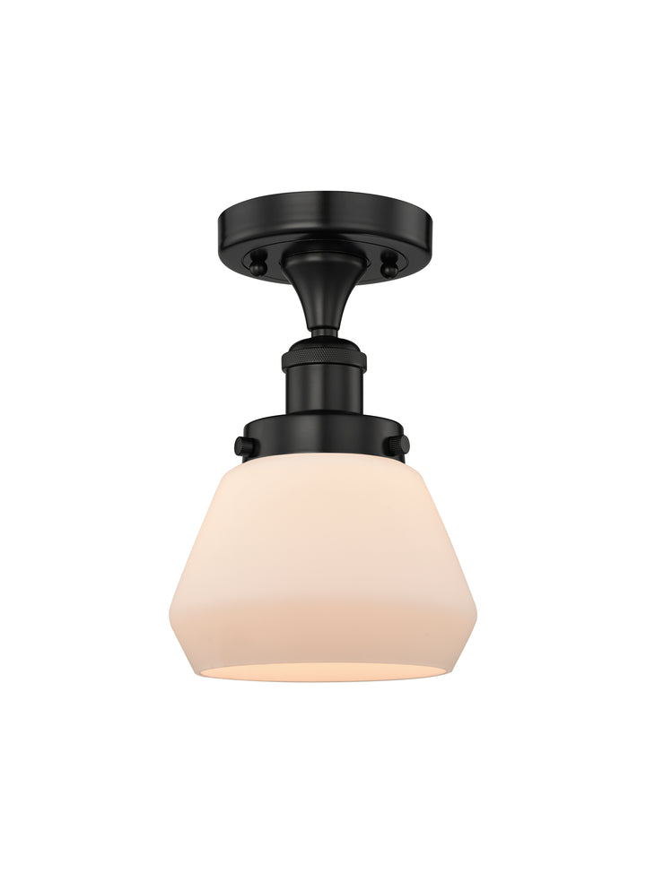 Innovations Lighting Fulton 7" Semi-Flush Mount - Matte Black Ceiling Semi Flush Mounts Innovations Lighting Matte White ; Glass Type: Frosted  