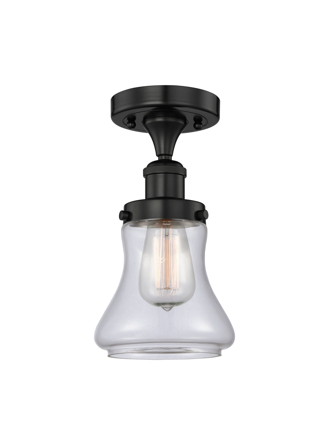 Innovations Lighting Bellmont 6" Semi-Flush Mount - Matte Black Ceiling Semi Flush Mounts Innovations Lighting Clear ; Glass Type: Transparent; Ribbed  