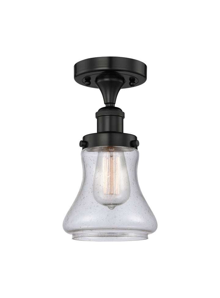 Innovations Lighting Bellmont 6" Semi-Flush Mount - Matte Black Ceiling Semi Flush Mounts Innovations Lighting Seedy ; Glass Type: Seedy; Ribbed  