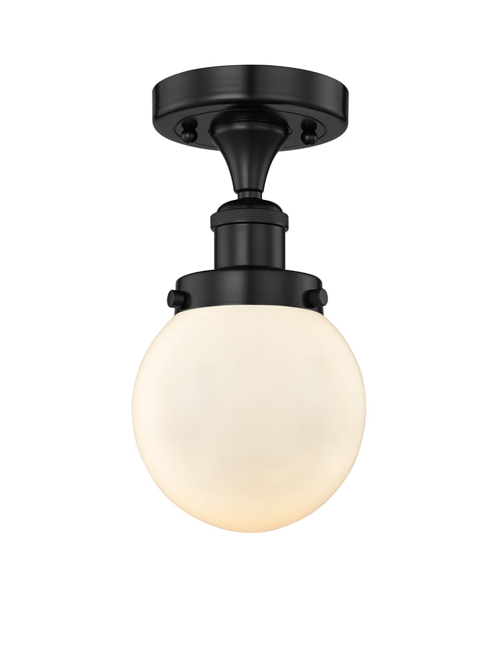 Innovations Lighting Beacon 6" Semi-Flush Mount - Matte Black Ceiling Semi Flush Mounts Innovations Lighting Matte White ; Glass Type: Frosted; Ribbed  