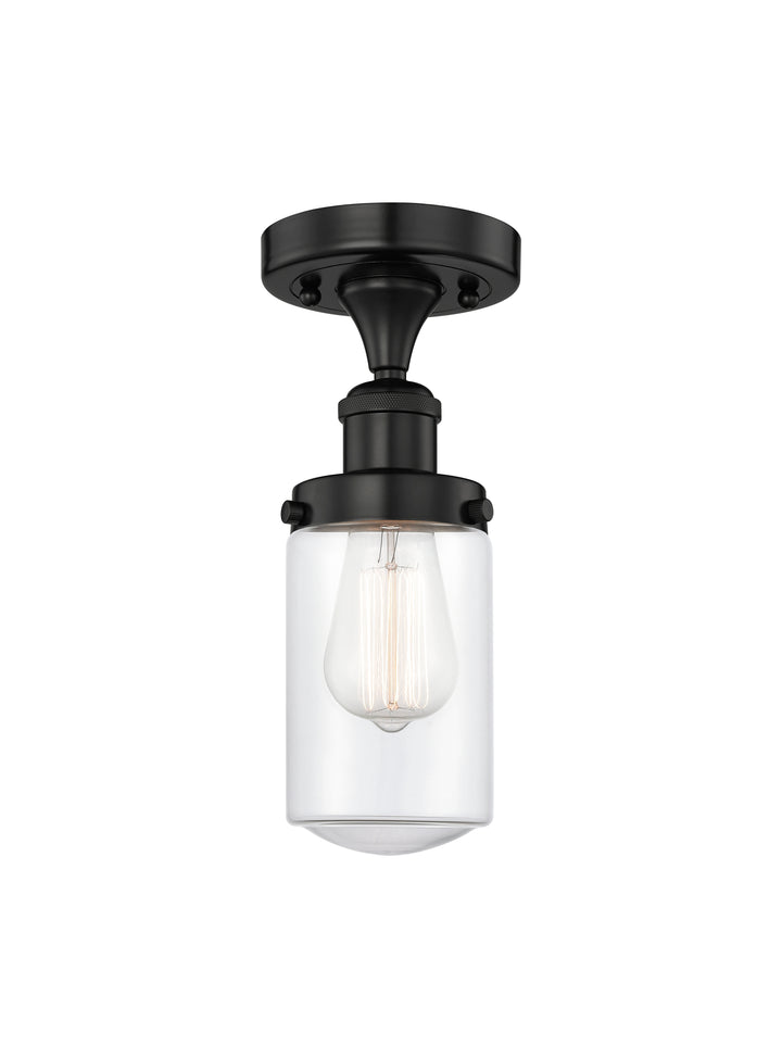 Innovations Lighting Dover 4.5" Semi-Flush Mount - Matte Black Ceiling Semi Flush Mounts Innovations Lighting Clear ; Glass Type: Transparent; Ribbed  