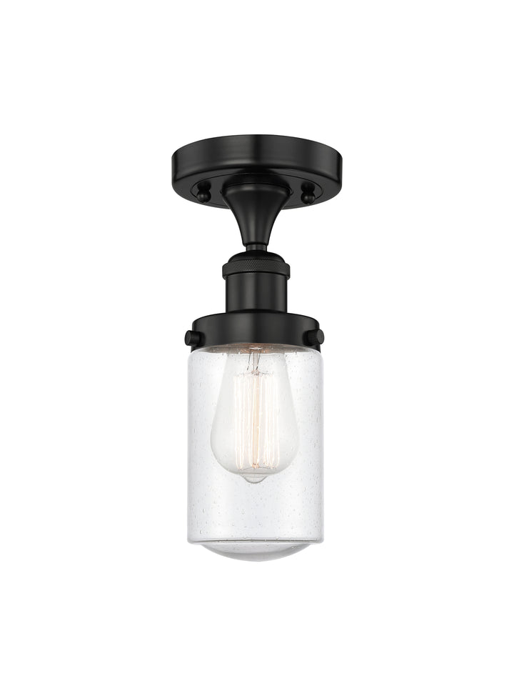 Innovations Lighting Dover 4.5" Semi-Flush Mount - Matte Black Ceiling Semi Flush Mounts Innovations Lighting Seedy ; Glass Type: Seedy; Ribbed  