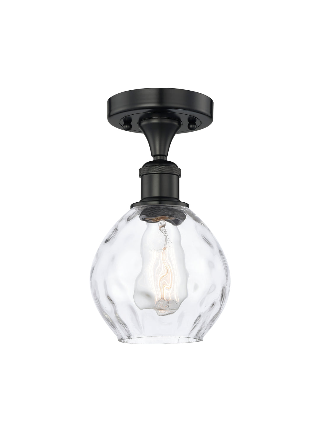 Innovations Lighting Waverly 6" Semi-Flush Mount - Matte Black Ceiling Semi Flush Mounts Innovations Lighting Clear ; Glass Type: Water  