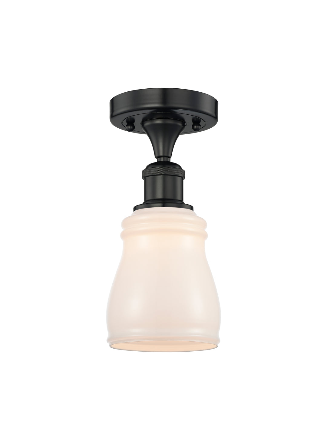 Innovations Lighting Ellery 5" Semi-Flush Mount - Matte Black Ceiling Semi Flush Mounts Innovations Lighting White ; Glass Type: White  