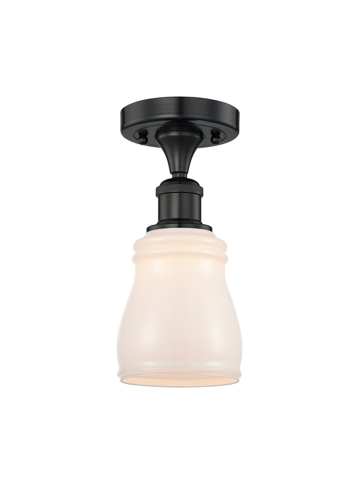 Innovations Lighting Ellery 5" Semi-Flush Mount - Matte Black Ceiling Semi Flush Mounts Innovations Lighting White ; Glass Type: White  