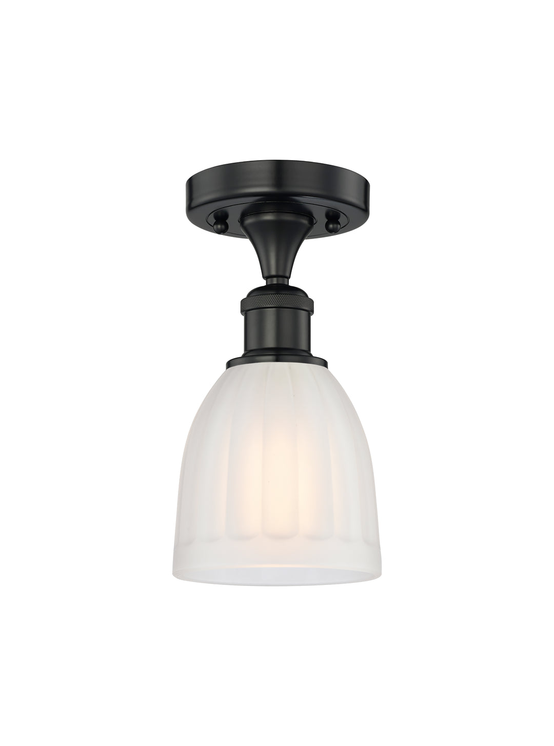 Innovations Lighting Brookfield 6" Semi-Flush Mount - Matte Black Ceiling Semi Flush Mounts Innovations Lighting White ; Glass Type: Frosted; Ribbed  