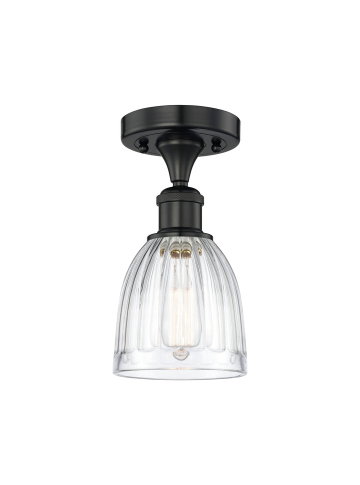 Innovations Lighting Brookfield 6" Semi-Flush Mount - Matte Black Ceiling Semi Flush Mounts Innovations Lighting Clear ; Glass Type: Transparent; Ribbed  