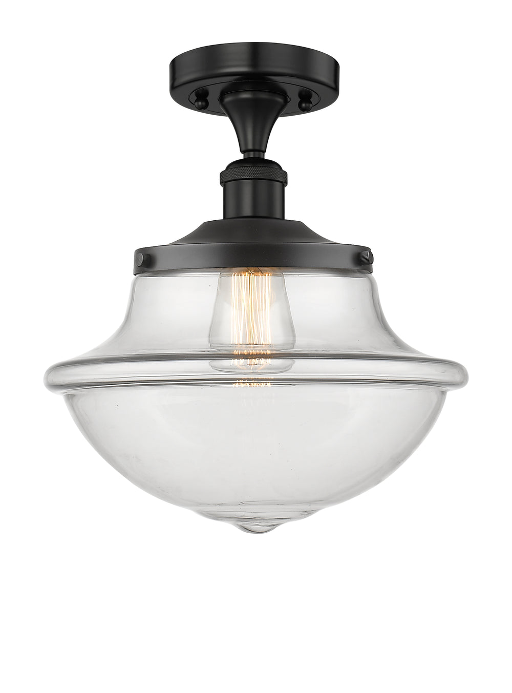 Innovations Lighting Oxford 12" Semi-Flush Mount - Matte Black Ceiling Semi Flush Mounts Innovations Lighting Clear ; Glass Type: Transparent  