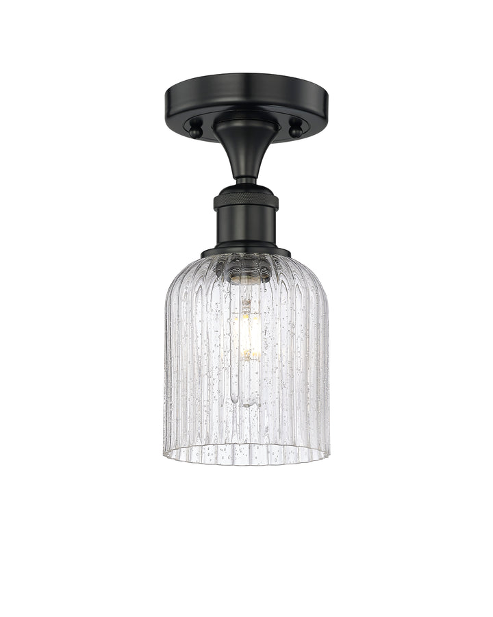 Innovations Lighting Bridal Veil 5" Semi-Flush Mount - Matte Black Ceiling Semi Flush Mounts Innovations Lighting Seedy ; Glass Type: Seedy; Ribbed  