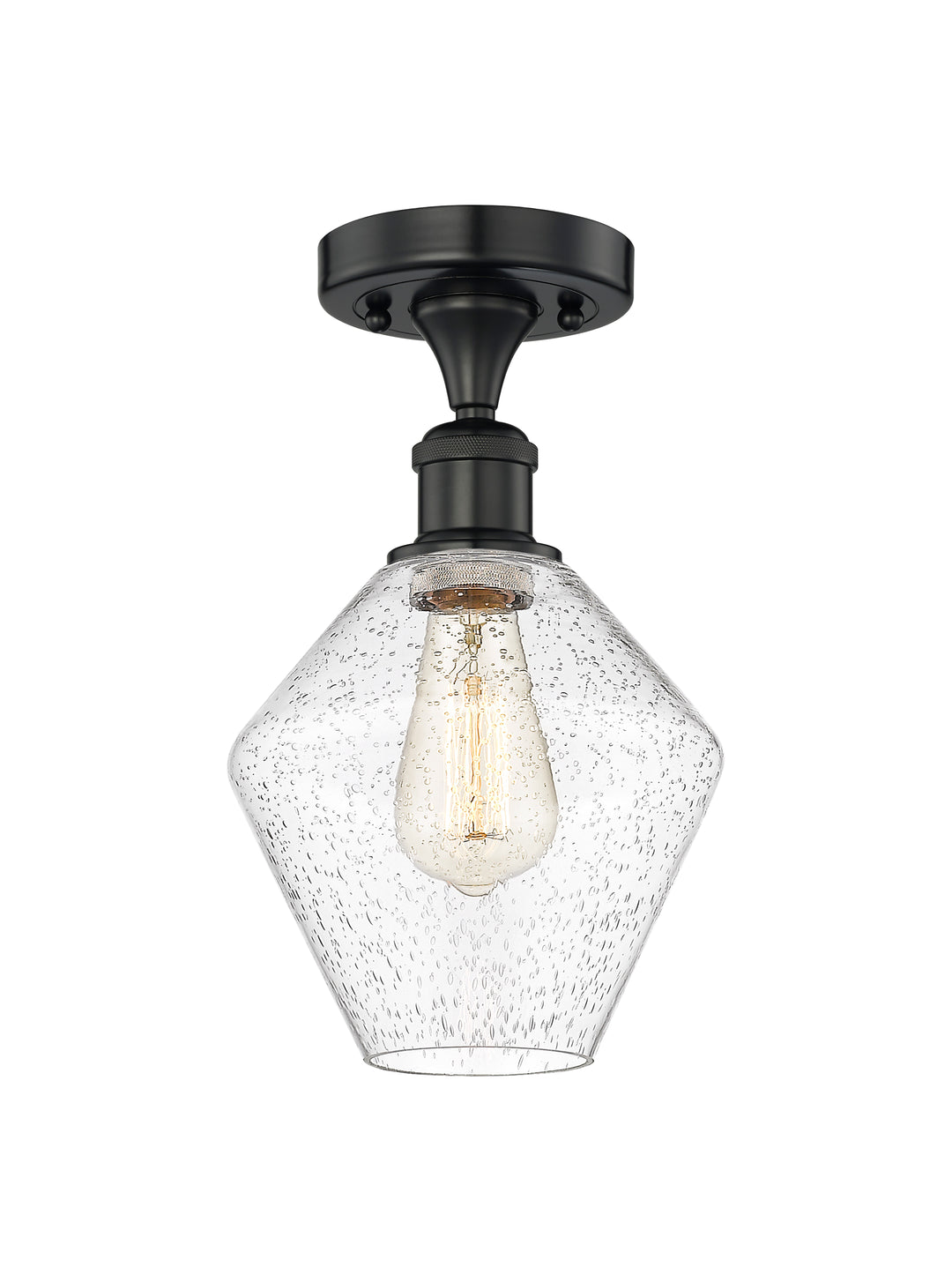 Innovations Lighting Cindyrella 8" Semi-Flush Mount - Matte Black Ceiling Semi Flush Mounts Innovations Lighting Seedy ; Glass Type: Seeded  