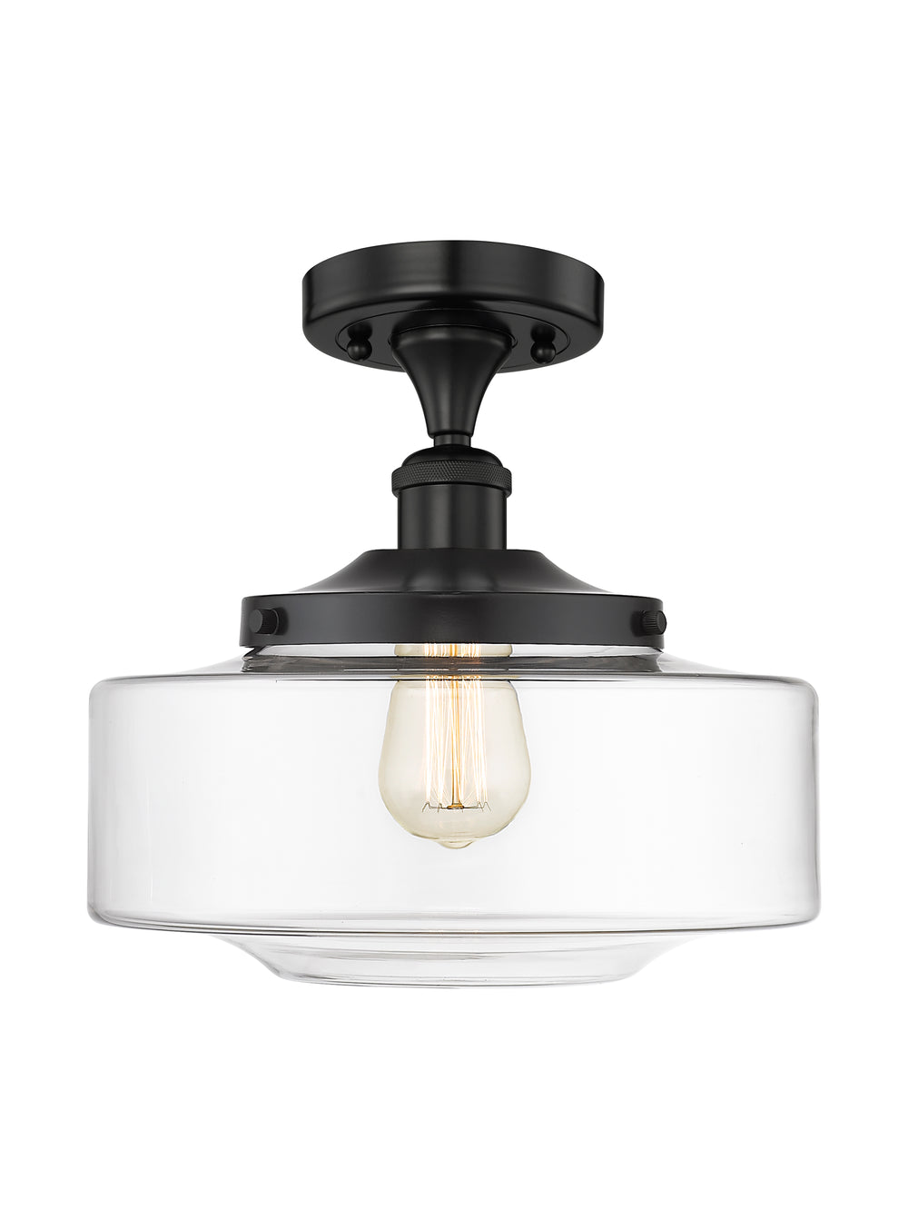 Innovations Lighting Bridgeton 12" Semi-Flush Mount - Matte Black Ceiling Semi Flush Mounts Innovations Lighting Clear ; Glass Type: Transparent  