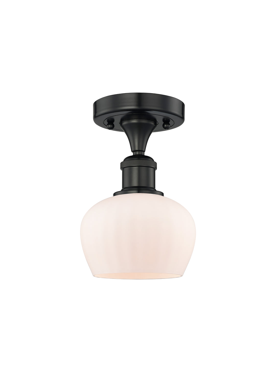 Innovations Lighting Fenton 6.5" Semi-Flush Mount - Matte Black Ceiling Semi Flush Mounts Innovations Lighting Matte White ; Glass Type: White; Ribbed  