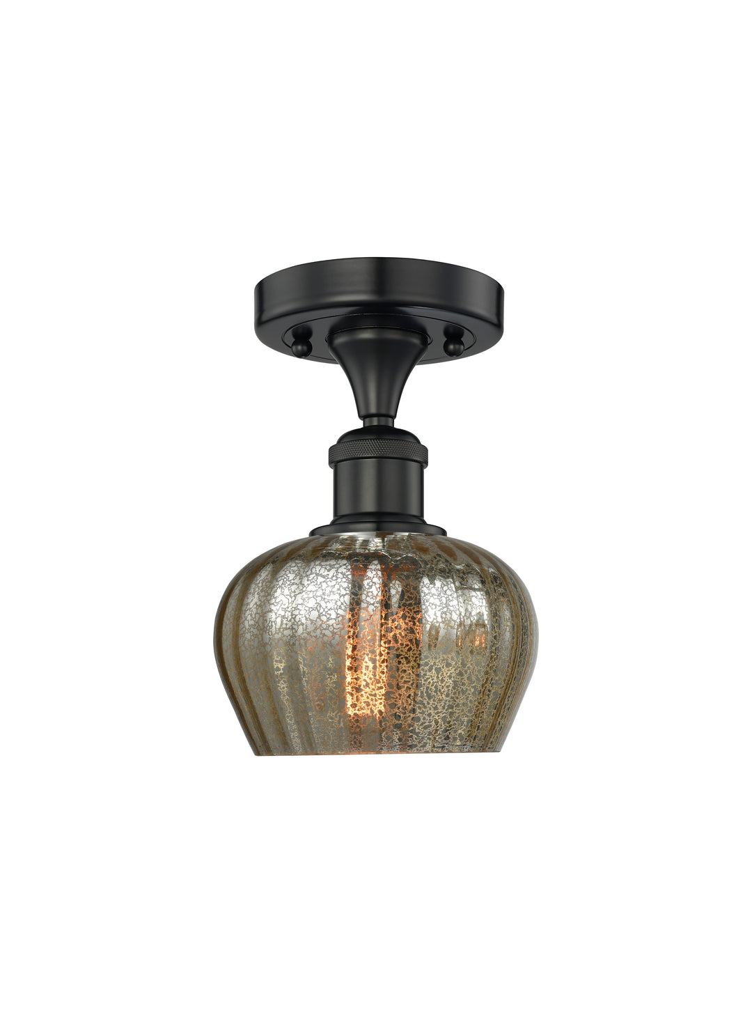 Innovations Lighting Fenton 6.5" Semi-Flush Mount - Matte Black Ceiling Semi Flush Mounts Innovations Lighting Mercury ; Glass Type: Mercury; Ribbed  