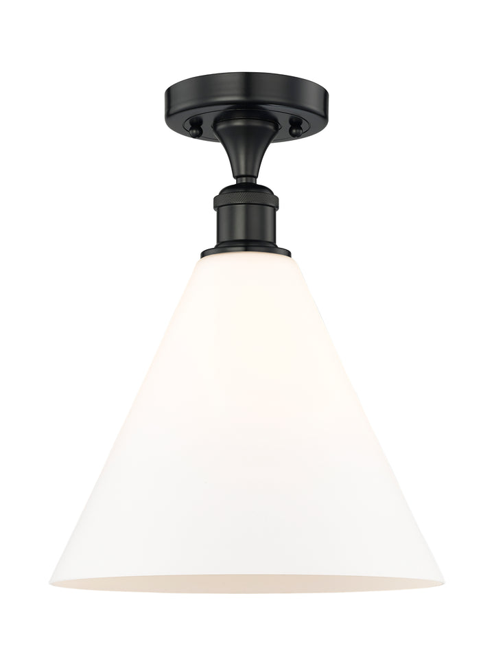 Innovations Lighting Berkshire Glass 12" Semi-Flush Mount - Matte Black Ceiling Semi Flush Mounts Innovations Lighting Matte White ; Glass Type: White  