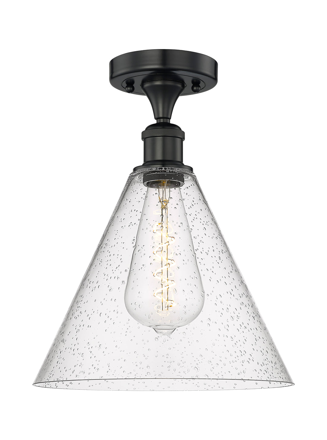 Innovations Lighting Berkshire Glass 12" Semi-Flush Mount - Matte Black Ceiling Semi Flush Mounts Innovations Lighting Seedy ; Glass Type: Seeded  