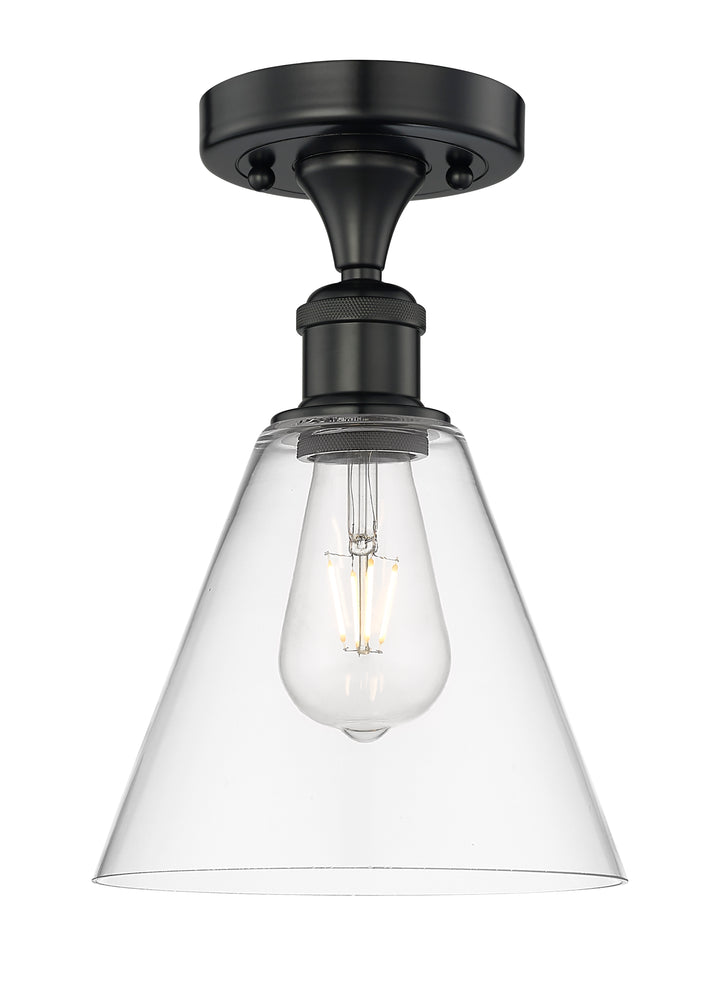 Innovations Lighting Berkshire Glass 8" Semi-Flush Mount - Matte Black Ceiling Semi Flush Mounts Innovations Lighting Clear ; Glass Type: Clear  