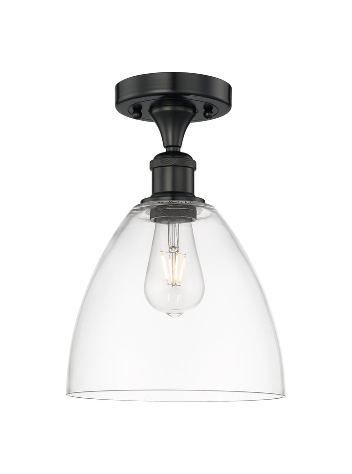 Innovations Lighting Bristol 9" Semi-Flush Mount - Matte Black Ceiling Semi Flush Mounts Innovations Lighting Clear ; Glass Type: Clear  