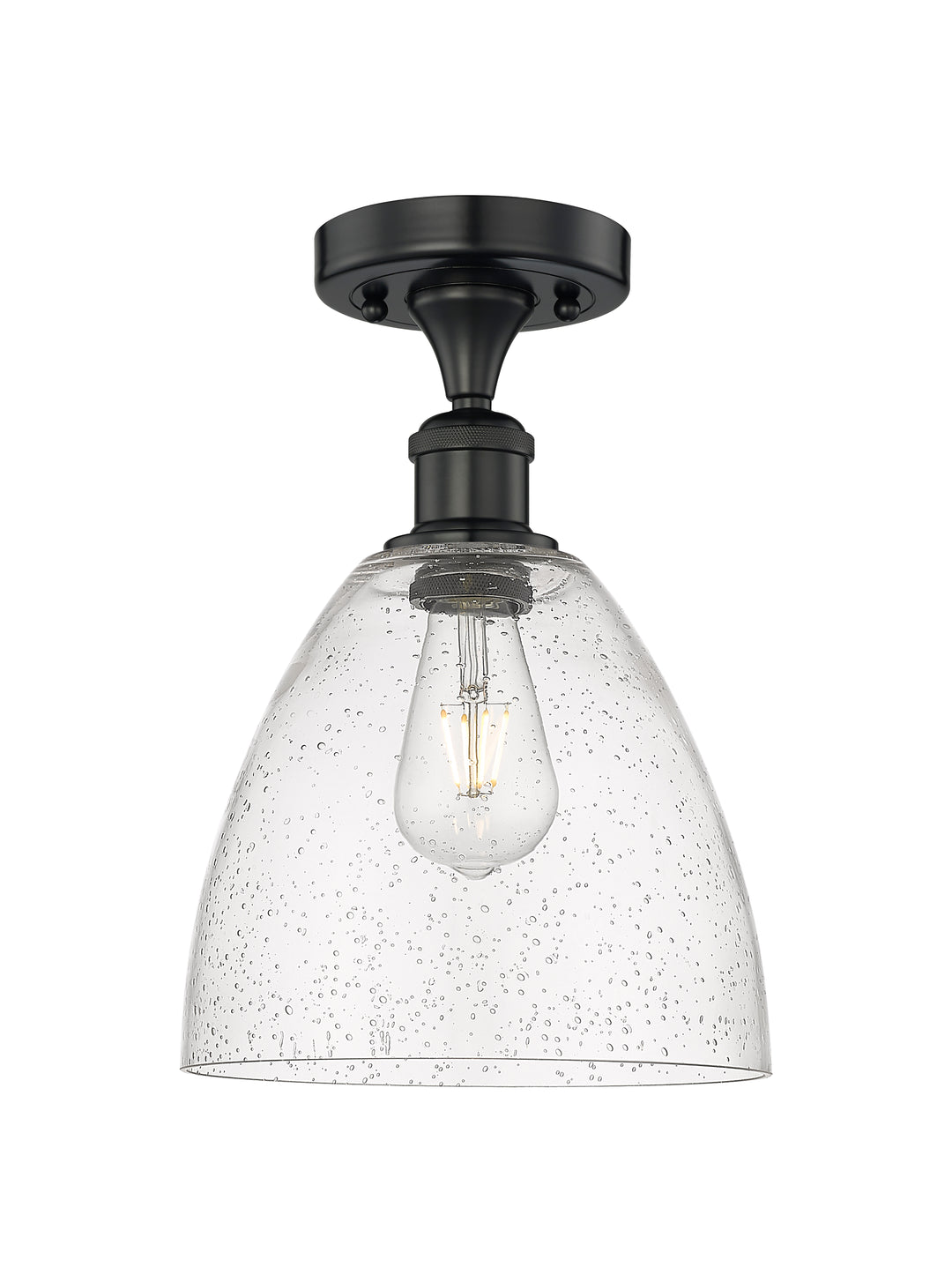 Innovations Lighting Bristol 9" Semi-Flush Mount - Matte Black Ceiling Semi Flush Mounts Innovations Lighting Seedy ; Glass Type: Seeded  