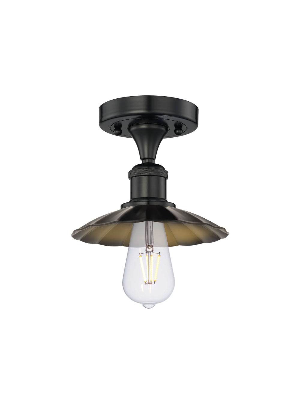 Innovations Lighting Scallop 7.5" Semi-Flush Mount - Matte Black