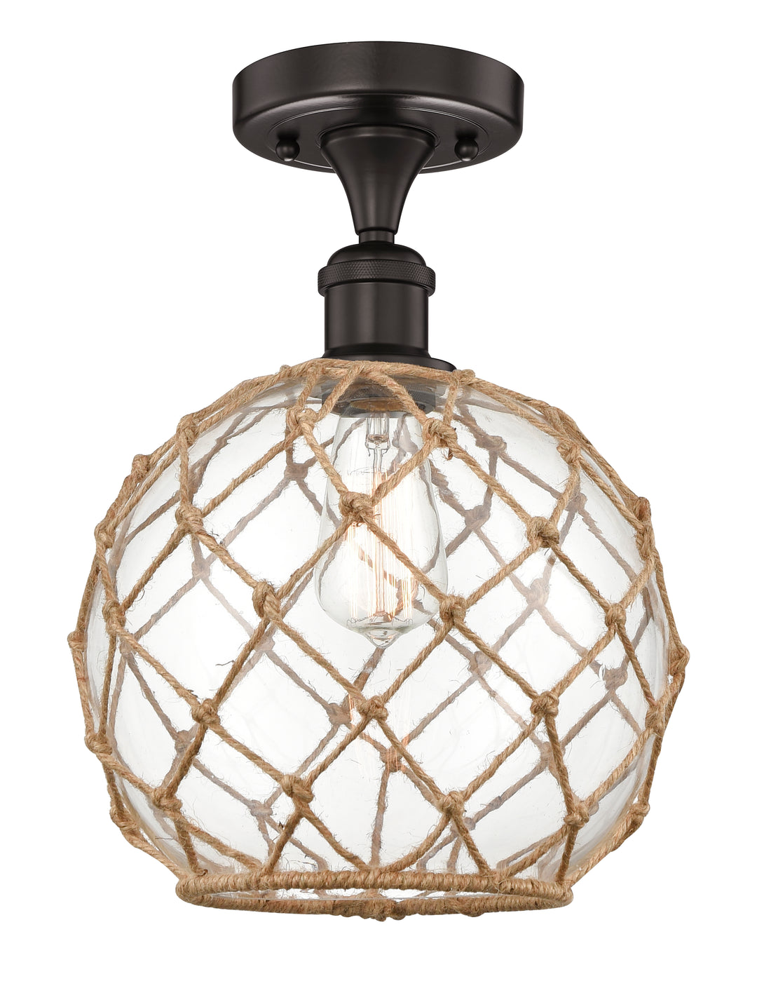 Innovations Lighting Large Farmhouse Rope Semi-Flush Mount - Oil Rubbed Bronze