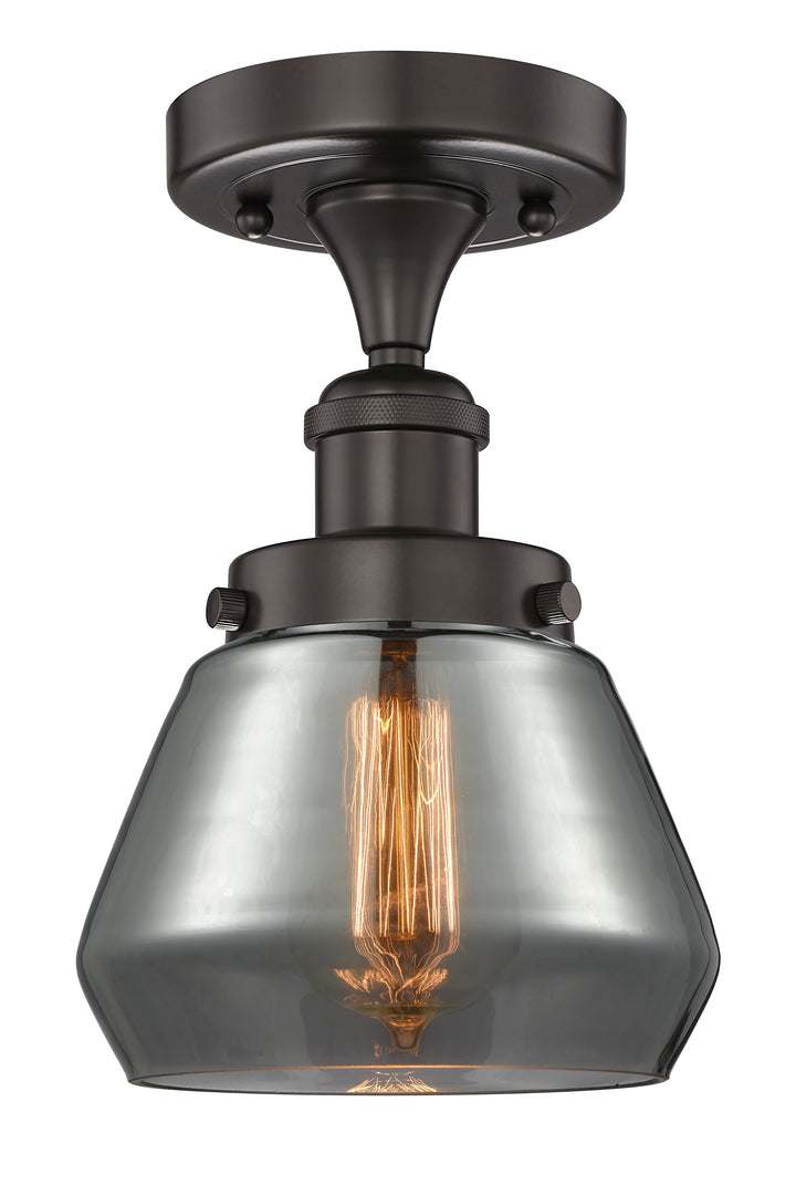 Innovations Lighting Fulton 7" Semi-Flush Mount - Oil Rubbed Bronze Ceiling Semi Flush Mounts Innovations Lighting Light Smoke ; Glass Type: Smoked; Ribbed  